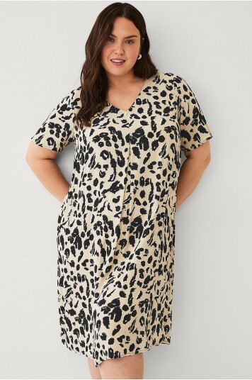 Zizzi Kjole vBella S/S Blk Dress Brun