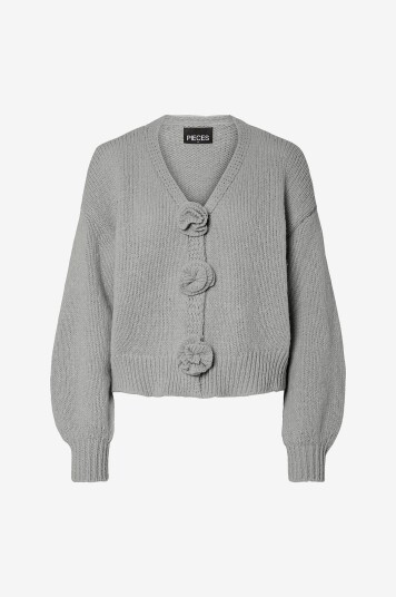 pieces - Kardigan pcFatima LS Knit Cardigan - Grå