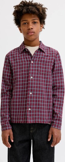 Jack & Jones Jorsavona Austin Dobby Shirt Ls Styd Jnr Burgundy 128