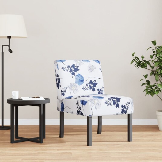 Lenestol uten armlener blå blomster fløyel 352461