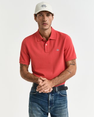 Klassisk piquéskjorte i regular fit BRICK RED XL