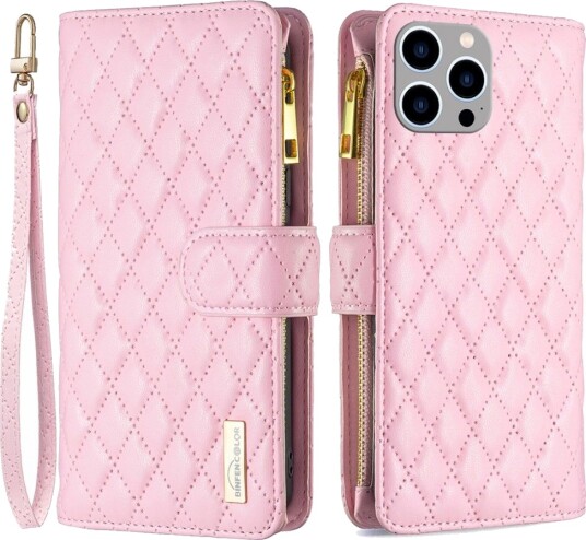 Trolsk Lommebokdeksel for 9 Kort (iPhone 15 Pro) Rosa