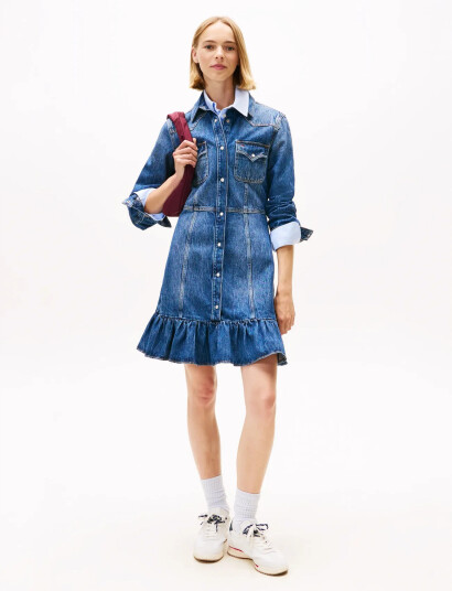 Tommy Jeans Western Denim Dress Di2057 - Blue - XL