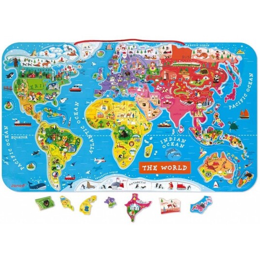 Janod J05504 Magnetisk Verdenskart Puslespill 92 Deler