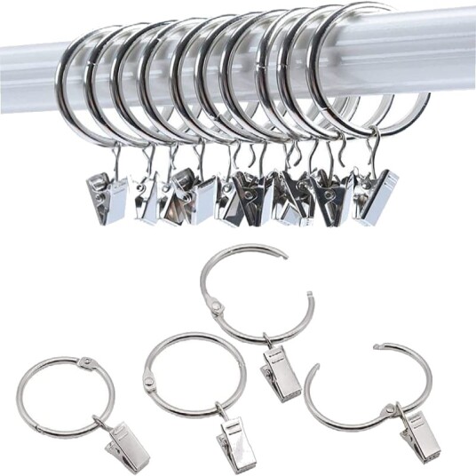 Inf Gardinringer med klips som kan åpnes 20-pakning Sølv 50 mm Inf Gardinringer med klips som kan åpnes 20-pakning Sølv 50 mm