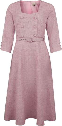 Banned Retro   Rockabilly Middellang kjole   Isobel Dress   XS til XXL   Damer   lyserosa