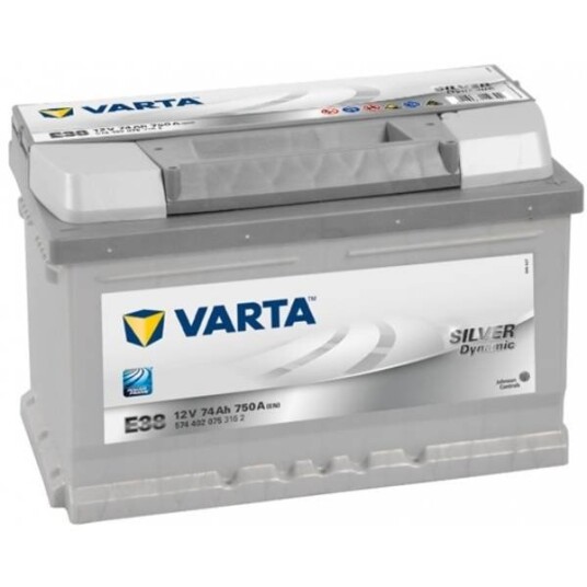 VARTA Silver Dynamic Batteri 12V 74AH 750CCA +høyre E38. VARTA Silver Dynamic Batteri 12V 74AH 750CCA +høyre E38.