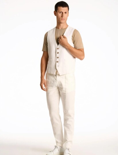 Lindbergh Cotton Linen Waistcoat White XXXL Lindbergh Cotton Linen Waistcoat White XXXL