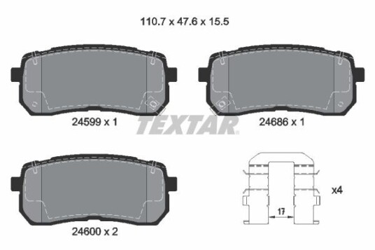 Bremseklosser TEXTAR 2459901 Bremseklosser TEXTAR 2459901