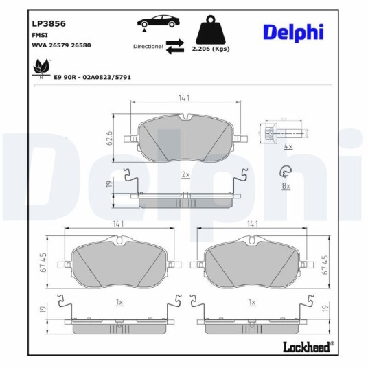 Bremseklosser DELPHI LP3856 Bremseklosser DELPHI LP3856