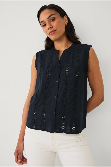 Ellos Collection Bluse med blondedetaljer Svart