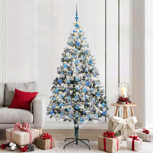  Kunstig juletre med 300 LED grønn 210 cm PVC og Stål og Plast