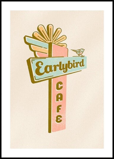 Early Bird Cafe Travel Art Plakat Plakat / 30x40cm