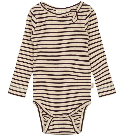Petit Piao Dark Grape/off White Body L/S Modal Striped 92