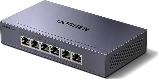 Switch Ugreen 6 Port 1 Gbps Ethernet Switch Med Poe Grå