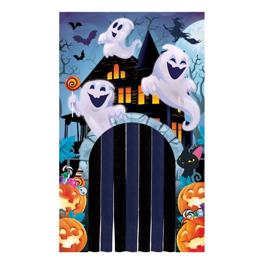 Fiestas Guirca Dørdekorasjon med Gardin Halloween Spøkelseshus