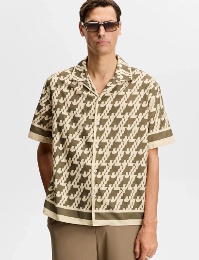 J. Lindeberg Ellis Border Resort Shirt   Khaki green   L