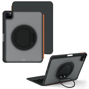 iPad 2022/2025/Air 11 2024/2025 TU3607 Bakgrunnsbelyst magnetisk tastaturetui med 360-graders roterende stativ Svart