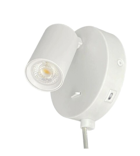 Oz mini K1 vegglampe med USB C GU10 mini Hvit Oz mini K1 vegglampe med USB C GU10 mini Hvit