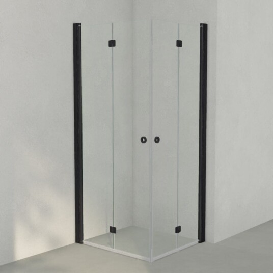 INR Iconic Nordic Rooms Dusjhjørne Linc Angel Flex Original Svart Matt / 90x80cm Klart Glass