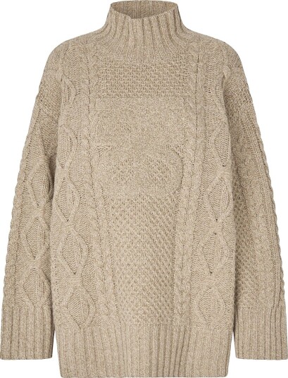 Second Female - Genser Janne Knit T-Neck - Beige