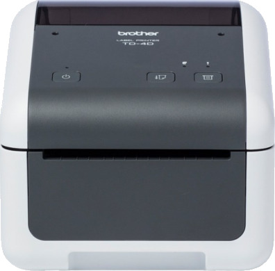 Brother TD-4210D  Etikettskriver  direktetermisk  Rull (11,8 cm)  203 dpi  inntil 127 mm/sek  USB 2.0 seriell  grå hvit
