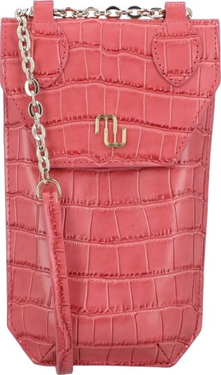Maje Croco Embossed Leather Phone Holder Pink ONE SIZE Maje Croco Embossed Leather Phone Holder Pink ONE SIZE