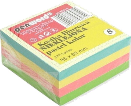 Kontorkladd Uten Lim 370 Ark 85X85x35 Mm Pastell Kbn 08