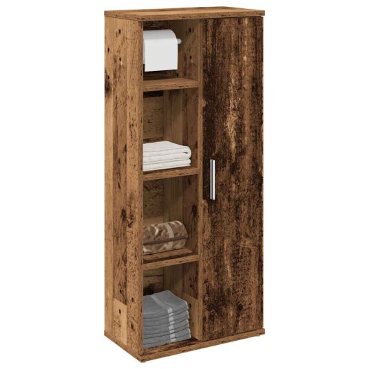 Baderomsskap med rulleholder gammelt tre 39x22x90 cm 8721158574107 Baderomsskap med rulleholder gammelt tre 39x22x90 cm 8721158574107