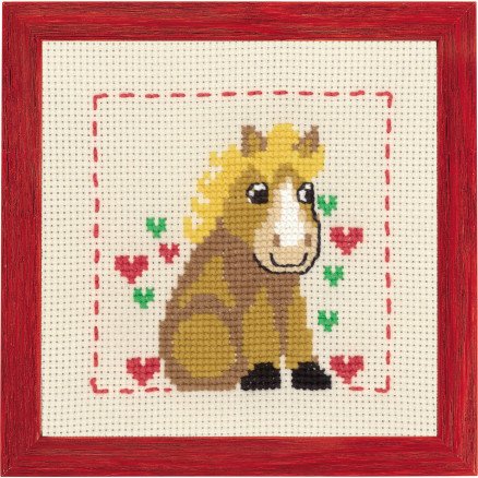 Permin Broderisett Aida til Barn Hest 19x19cm