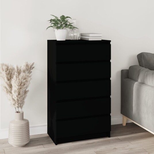 Kommode svart 60x36x103 cm konstruert tre