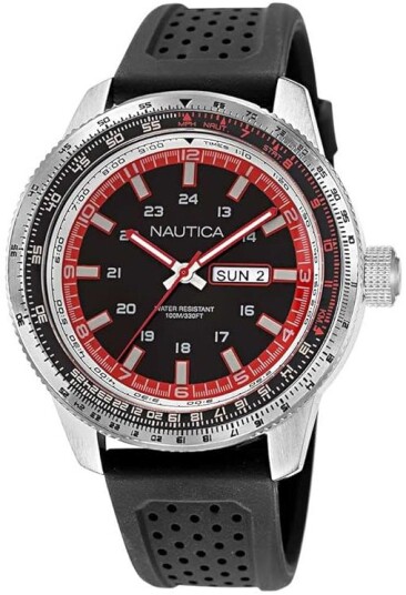 Nautica Herreklokke NAPP39S22 Pier39 Sort/Gummi Ø46 mm