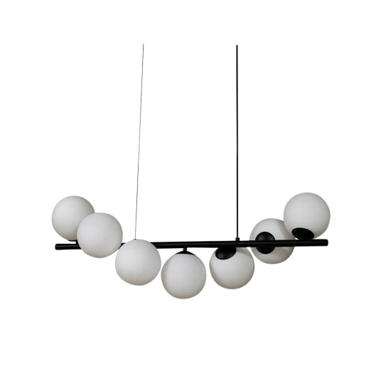 Lucande pendellampe Isandro svart/opal 7 lys Lucande pendellampe Isandro svart/opal 7 lys