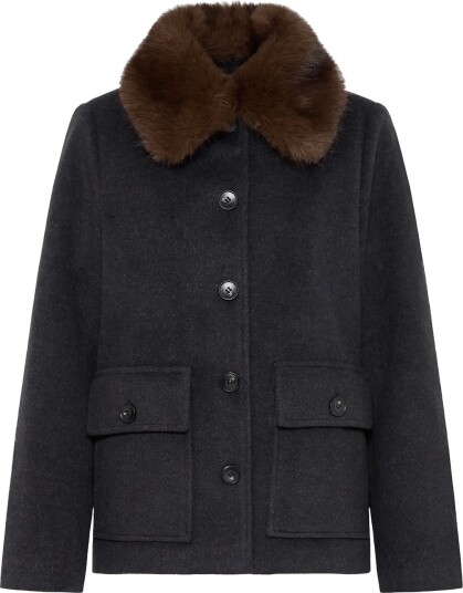 b.young Bybecila Collar Jacket   DARK GREY MELANGE   38