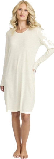 Damella Wool Long Sleeved Nightdress Benhvit merinoull Medium Dame