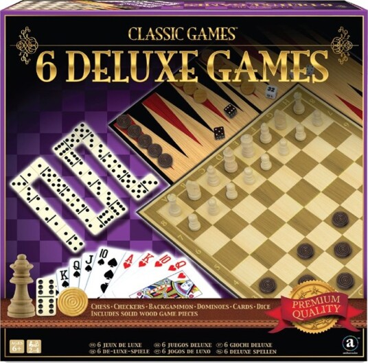 Classic Games Deluxe 6-i-1 Spillesett med Trebrikker NTI-887645