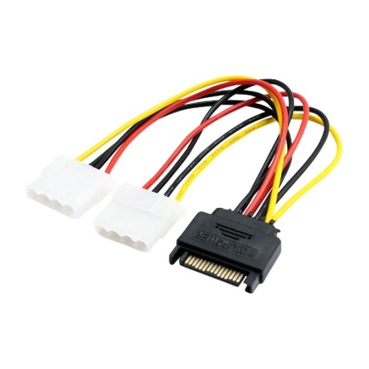 Eletra SATA 15P Hann 1TO2 Molex Hunn 15CM strømkabel