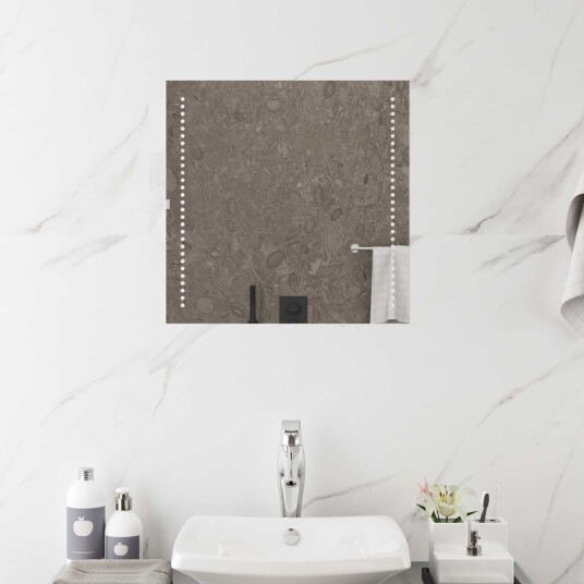 vidaXL LED Badevindu med speil Gjennomsiktig 50 x 50 cm herdet glass