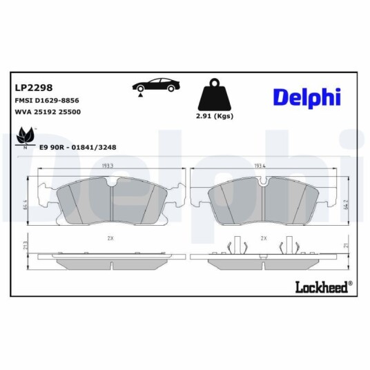 Bremseklosser DELPHI LP2298 Bremseklosser DELPHI LP2298
