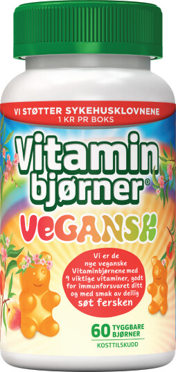 Vitaminbjørner Veganske tyggetabletter Fersken 60 stk.