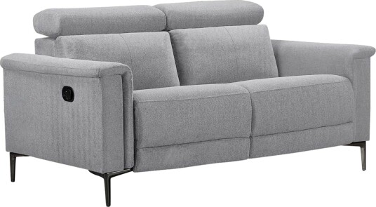 Sofa 2 seter Lund Lys grå Belfast stoff Manuell hvilestol Lys grå Belfast stoff Manuell hvilestol