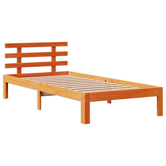 Sengeramme med skuffer voksbrun 75x190 cm heltre furu