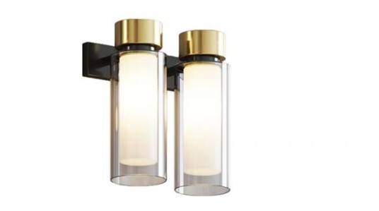 Tooy Osman 560.42 Vegglampe Matt Sort/ Børstet Messing med Klar Glass
