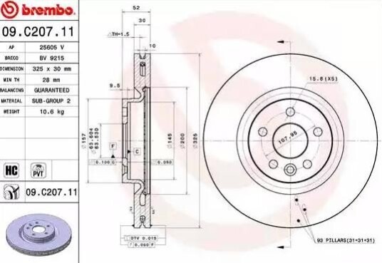 Bremseskive BREMBO 09.C207.11