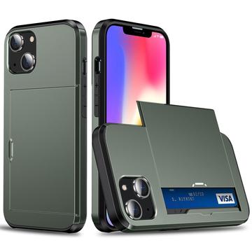 iPhone 14 Hybrid-deksel med Skyvekortspor Army Grøn