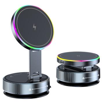 K3 Roterende magnetisk bilholder/trådløs lader med fargerikt lys K3 Roterende magnetisk bilholder/trådløs lader med fargerikt lys