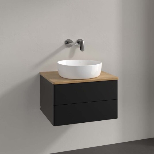 Villeroy & Boch  Antao Servantskap med 2 skuffer 60x50x36 cm u/lys Sort Matt/Eik