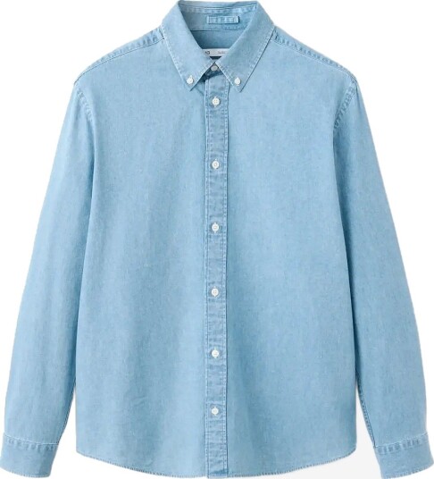 Mango Regular Fit Denim Shirt - OPEN BLUE - M