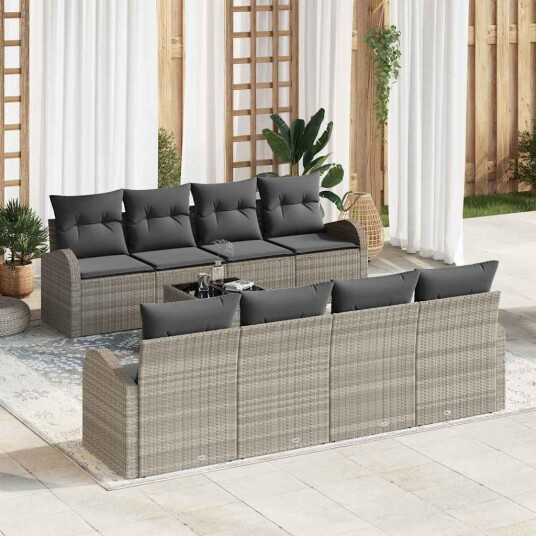 Hagesofa Set 7 pcs Lysegrå 55 x 55 x 37 cm polyrotting