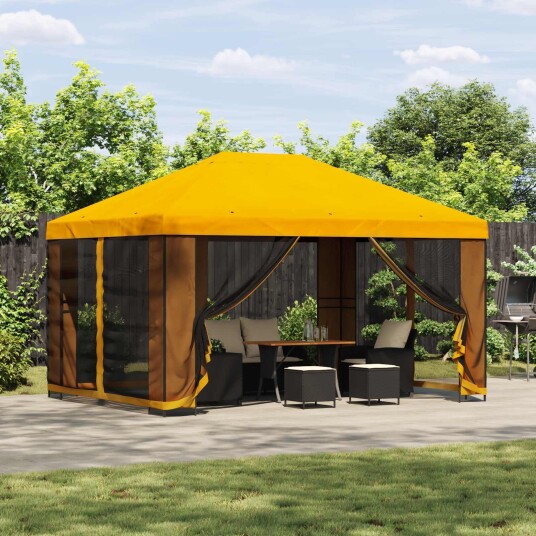  Paviljong 4 × 3 m Gul Polyester og stål 190